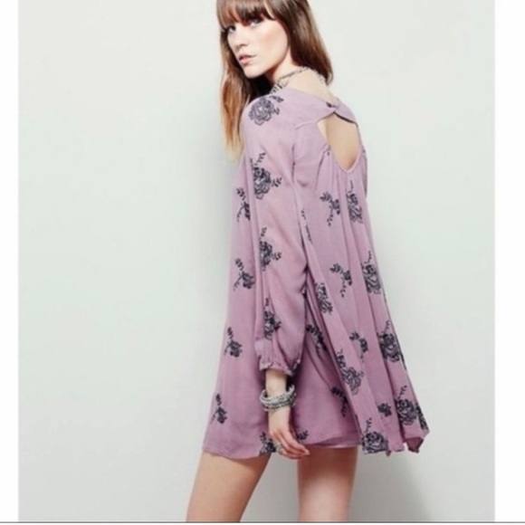 Free People Embroidered Austin Mini Dress long sleeve floral boho - Picture 15 of 15